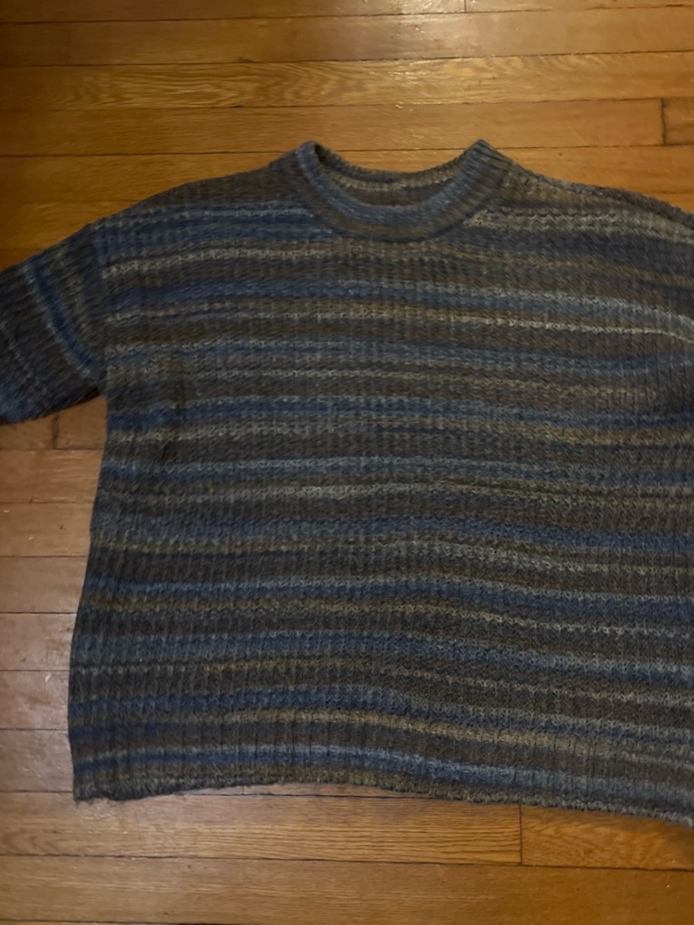 a.n.a Women’s Crewneck Striped Knit Sweater - Blue Gray